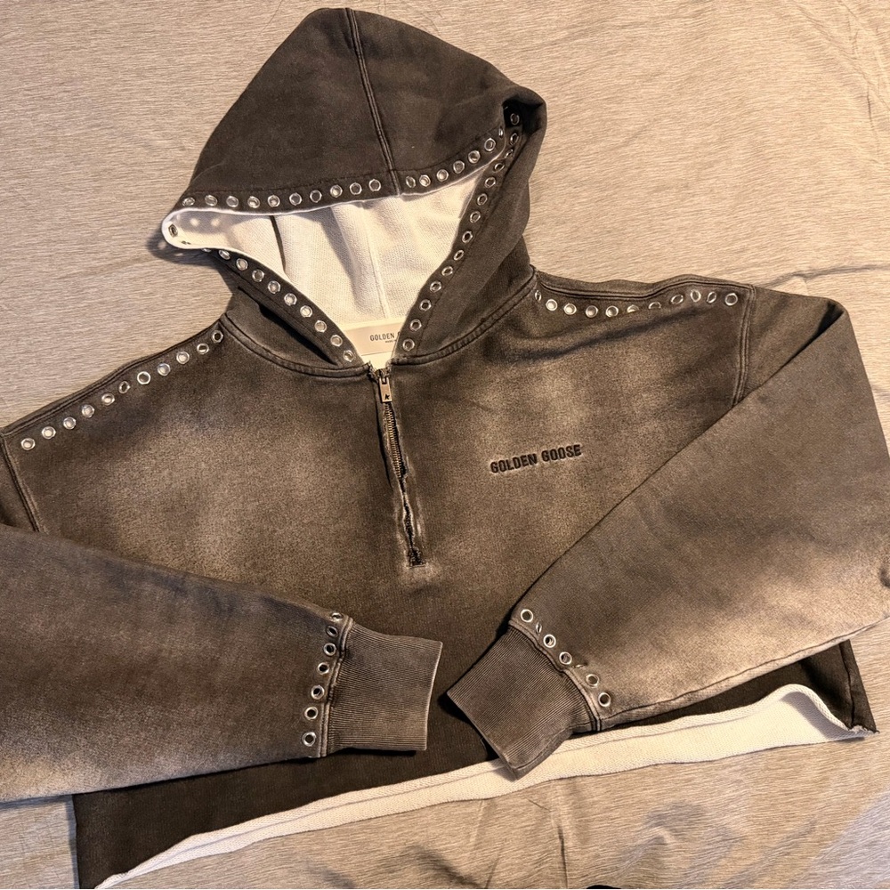 Golden Goose Gray cropped sweatshirt with a lived-in effect - Picture 3 of 5